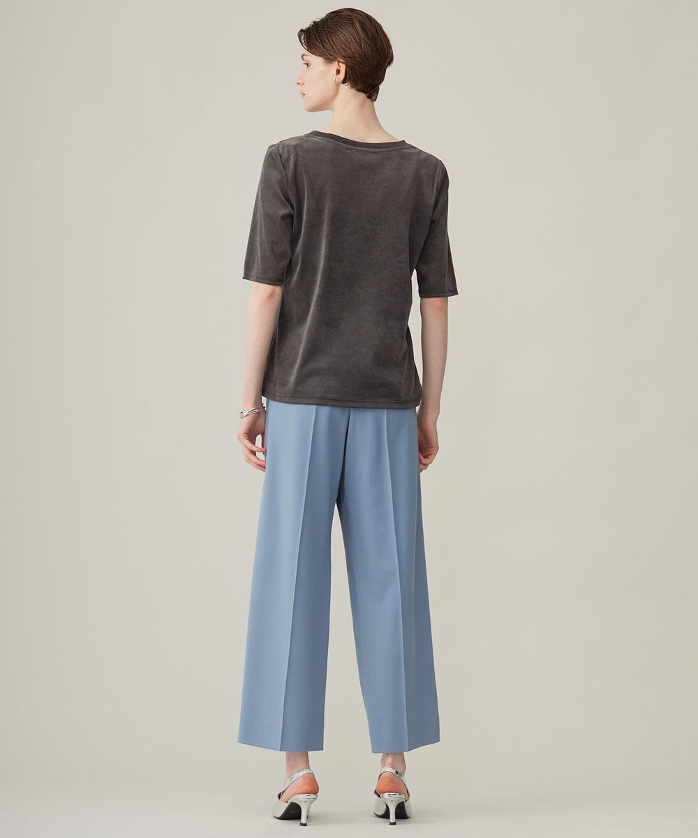 ICB L 【洗える】フロッキーベロア 5分袖プルオーバー 