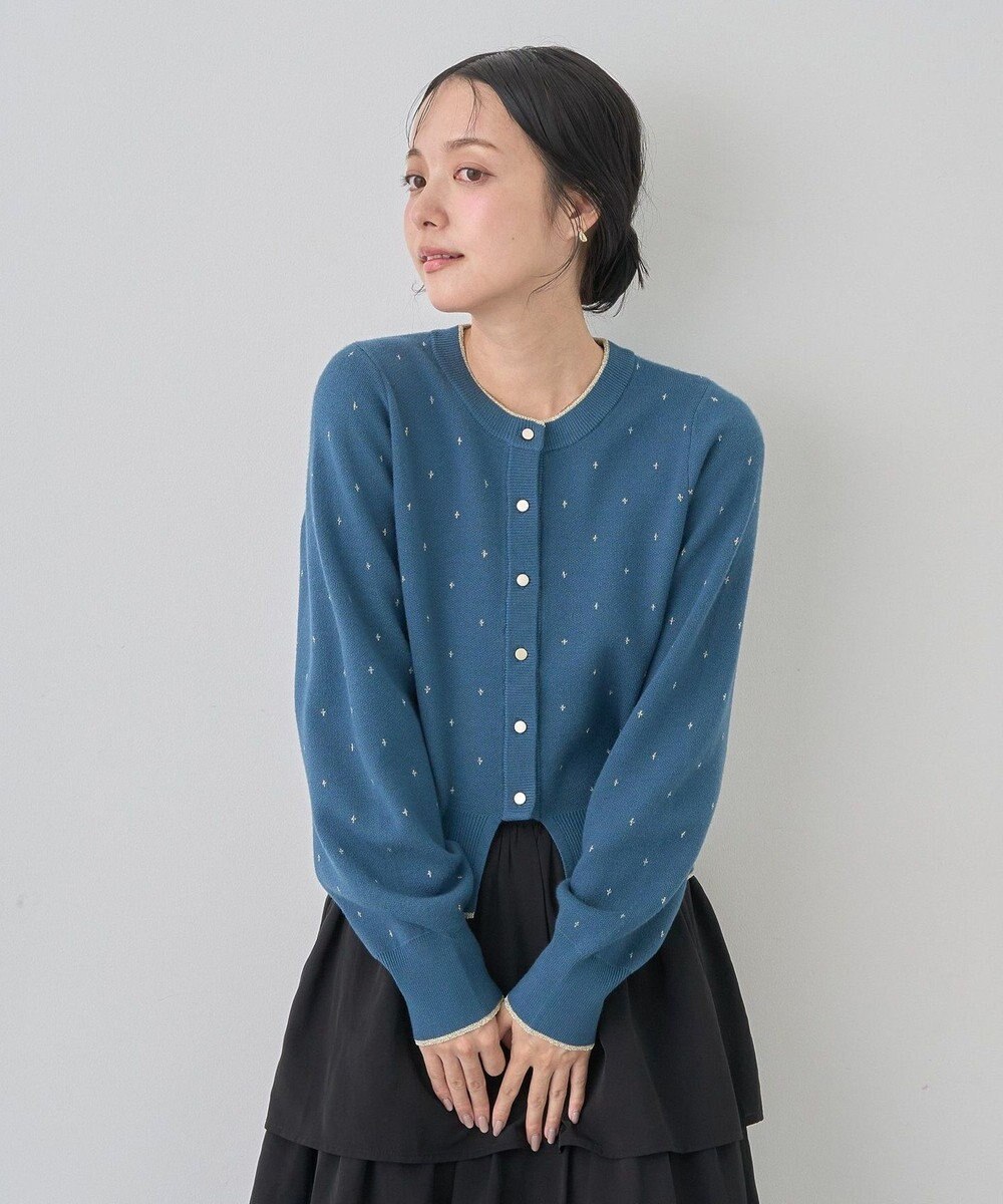 earth music&ecology ラメジャカードカーディガン 