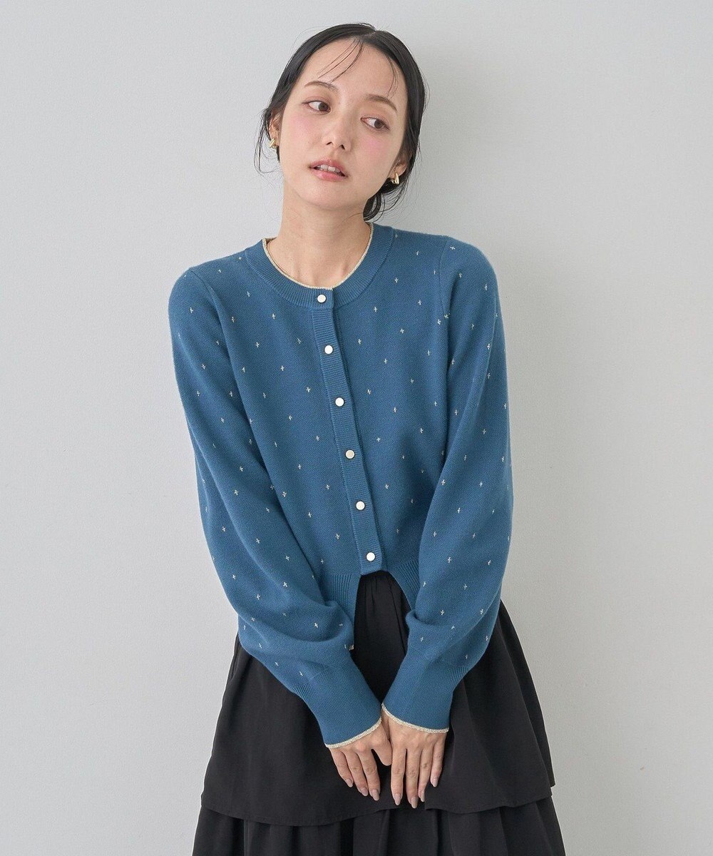 earth music&ecology ラメジャカードカーディガン 