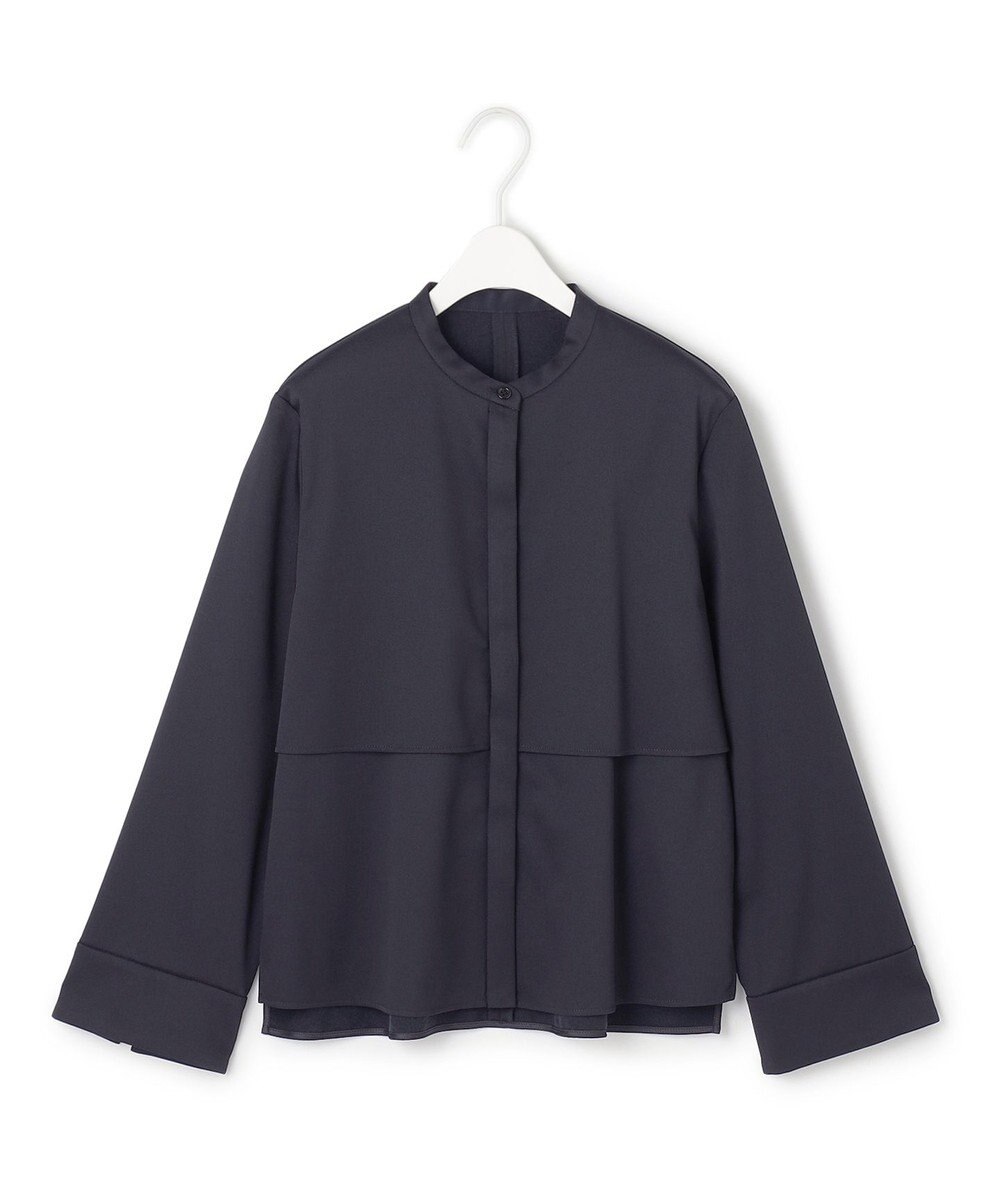 ICB 【洗える】ウォームサテン クロップドシャツ 