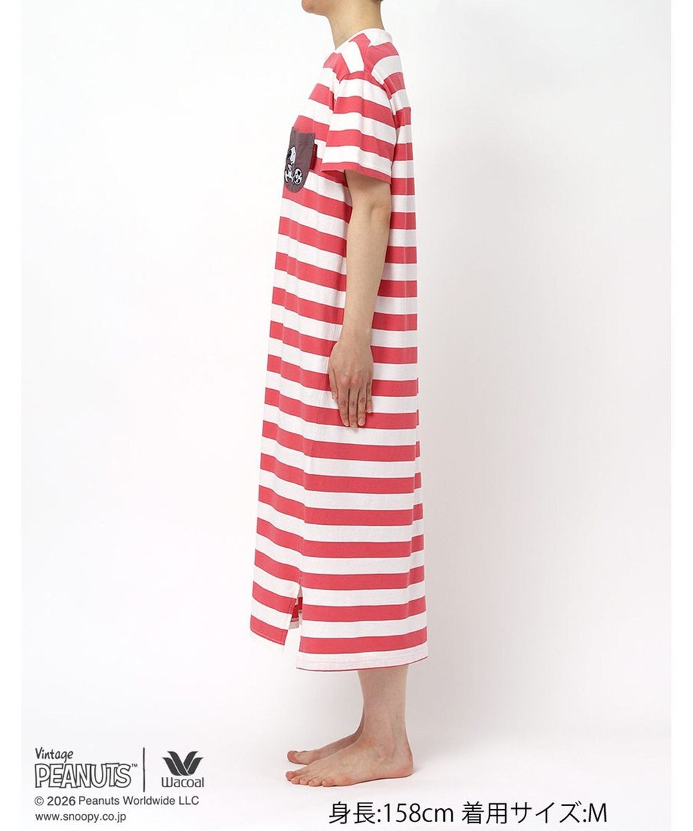WACOAL PEANUTS ネグリジェ 4分袖 ワンピース 綿100%(本体) スヌーピー レディース FNT166 /ワコール 