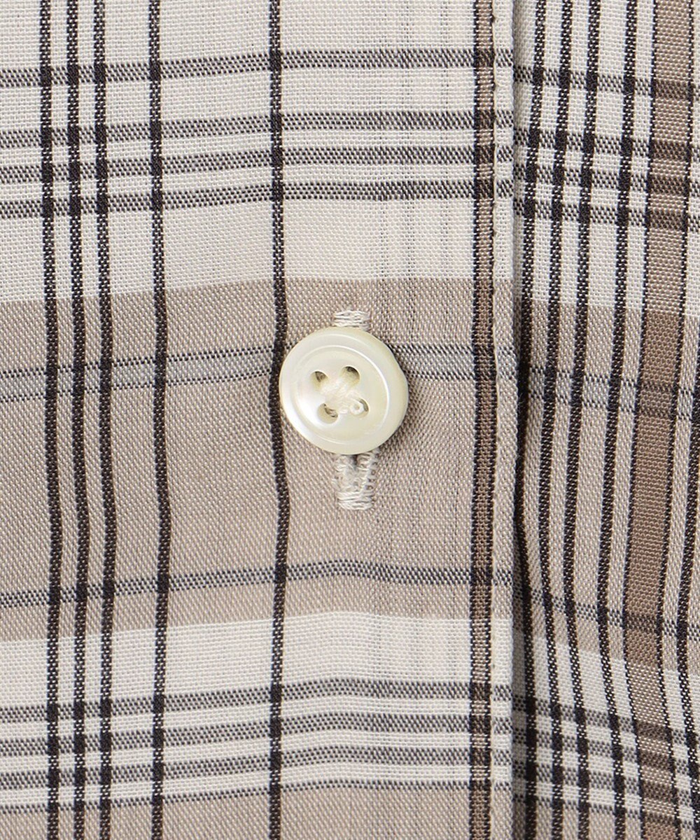 J.PRESS LADIES 【洗える】キュプラチェック フリルスタンドカラー ブラウス 