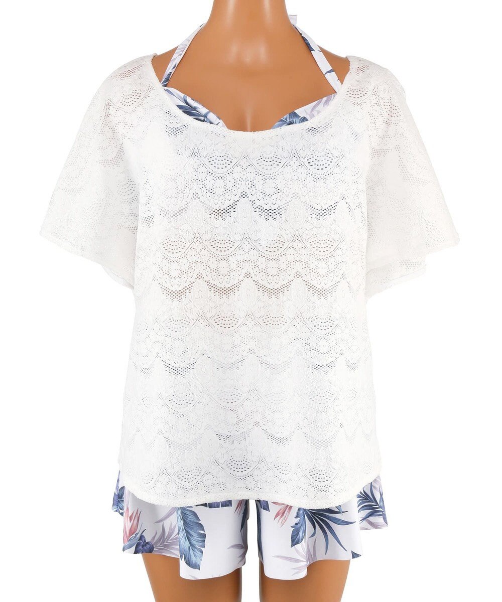 San-ai Resort（三愛水着楽園） 【新色ホワイト＆パープル入荷】４点セット水着　9M・11L【San-ai Resort（サンアイリゾート）】 