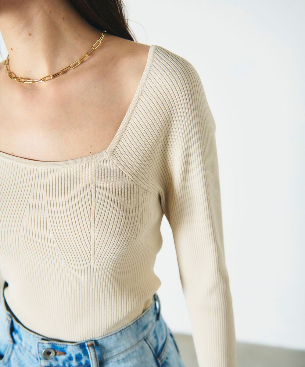GRACE CONTINENTAL リブスクエアニットトップ 