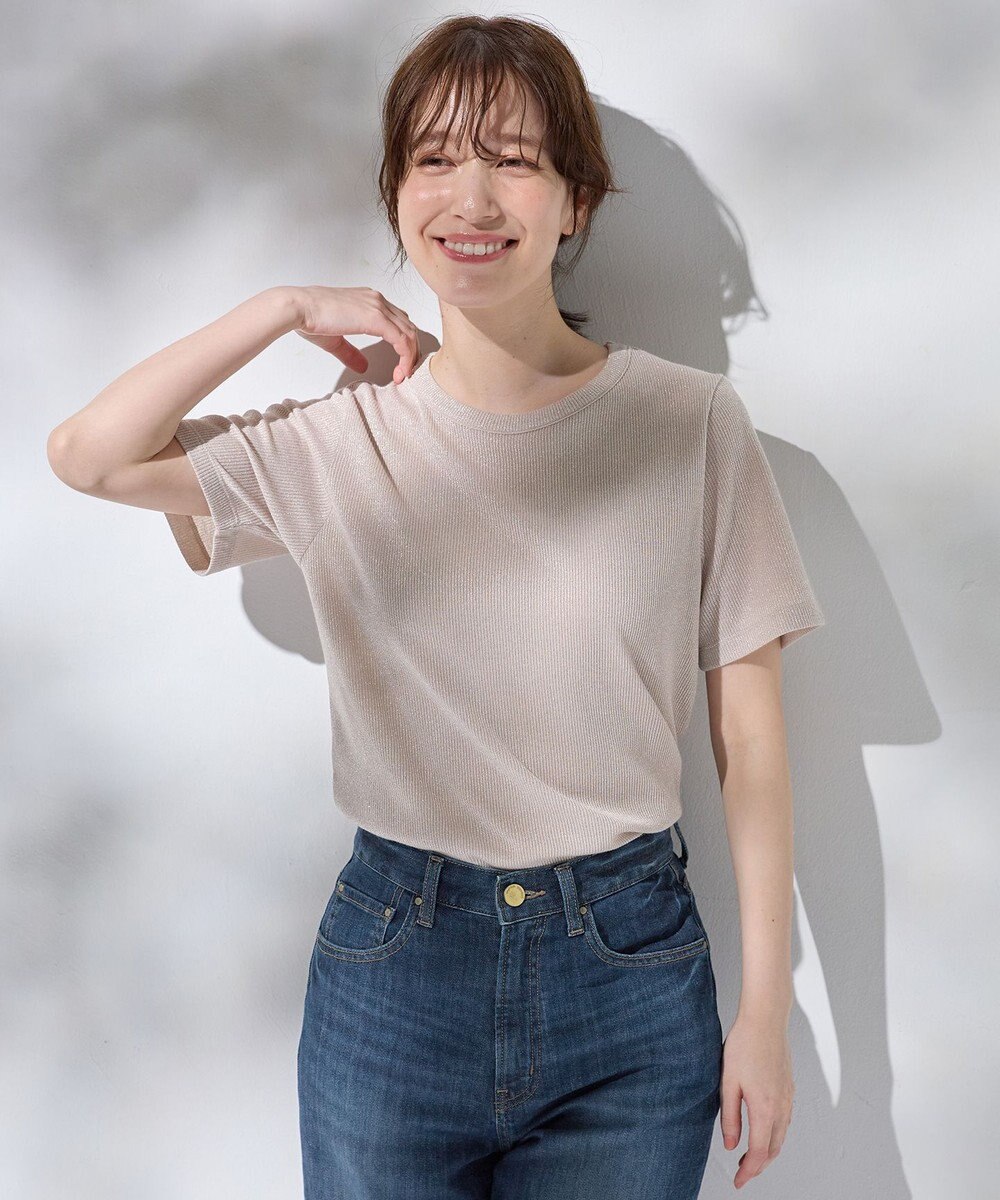 ANY L 【洗濯機可】ラメテレコTシャツ 