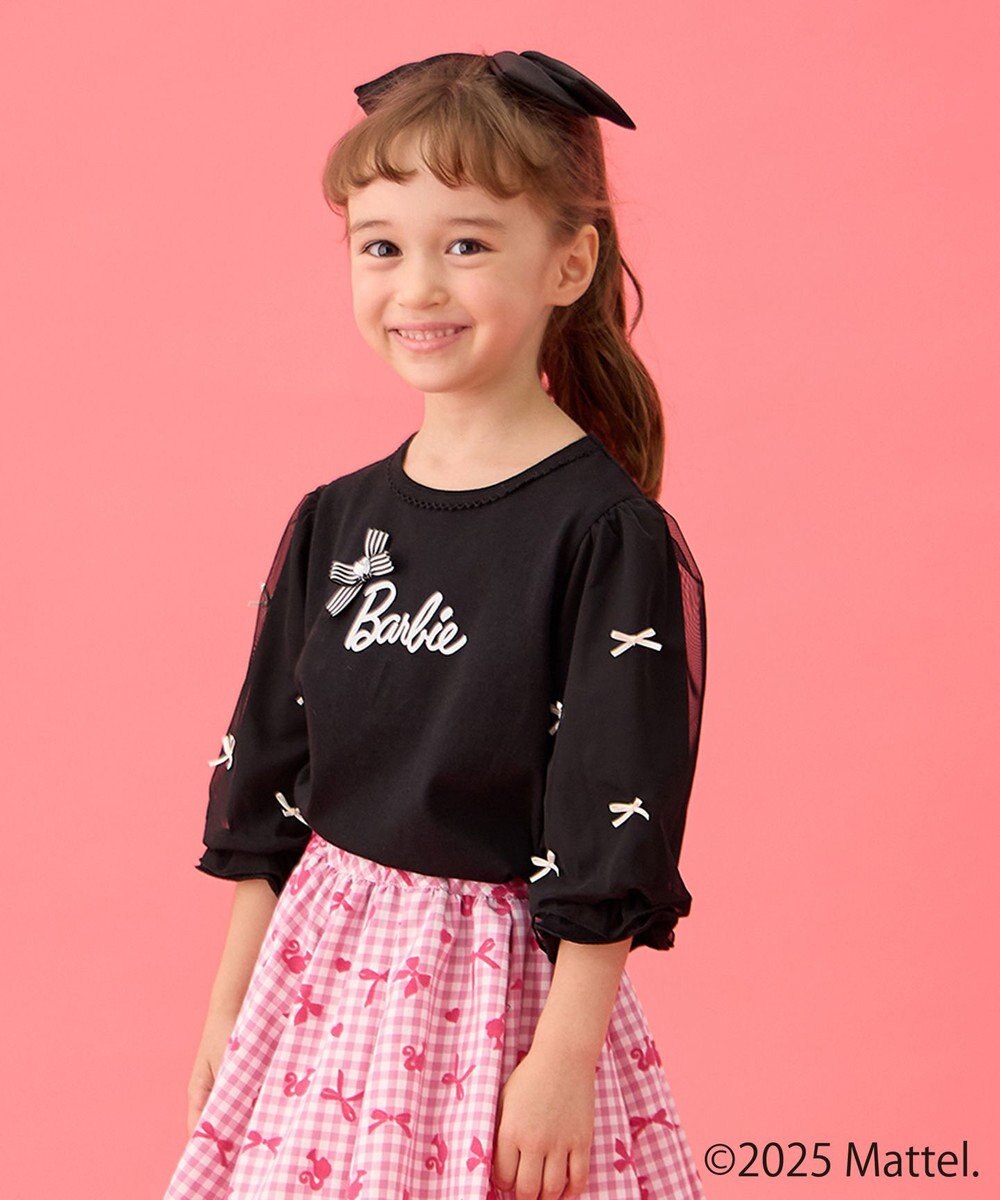 ANY KIDS 【Barbie(TM)】リボン 七分袖Tシャツ 