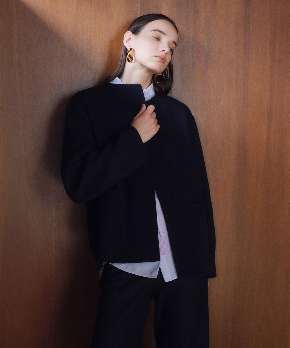 BEIGE， 【WEB限定】PAYSON / ウールリバーノーカラーショートコート 