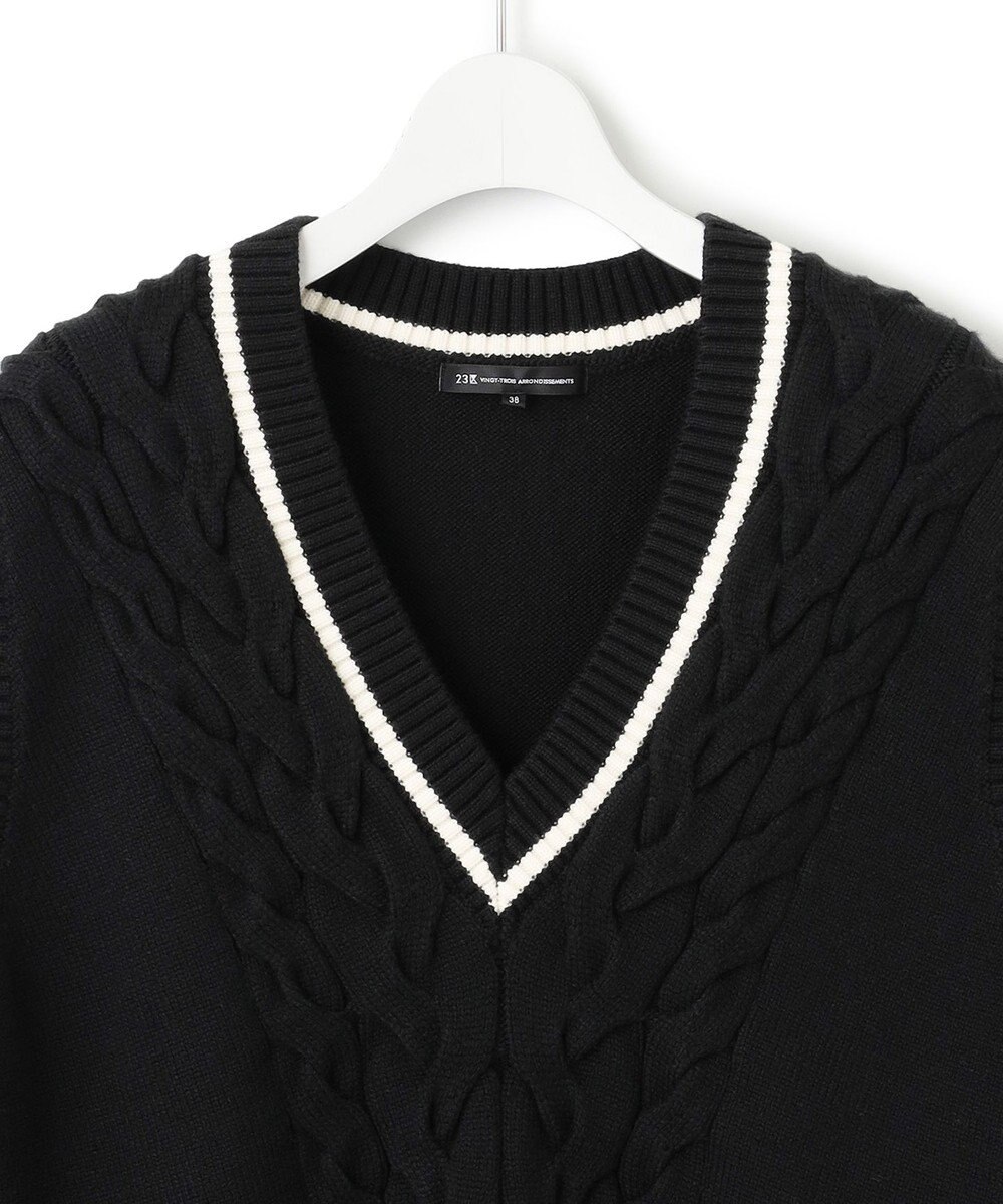 23区 【洗える】コットンリリー Vネック ベスト 