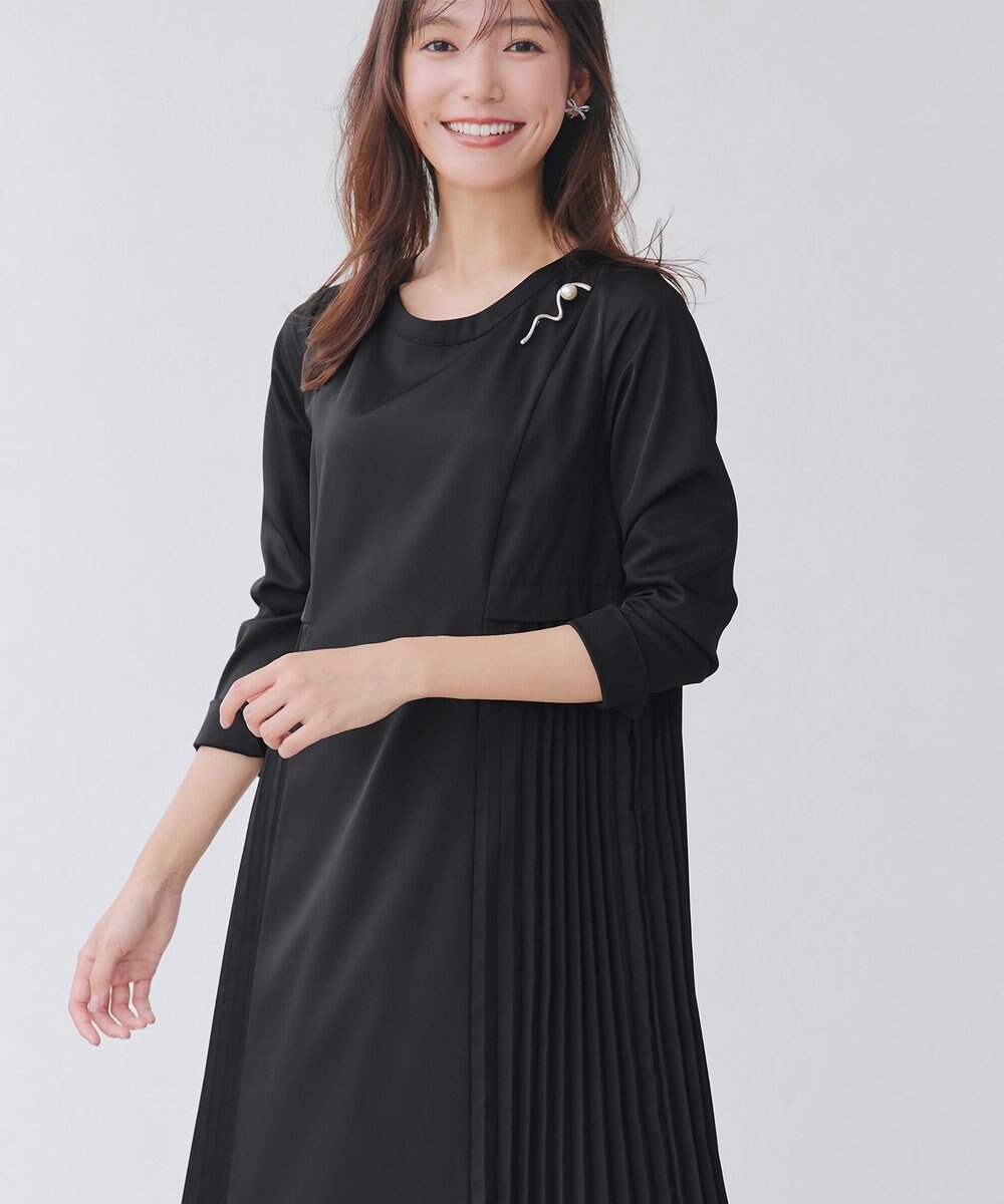 Tiaclasse 【洗える】サイドプリーツワンピース 