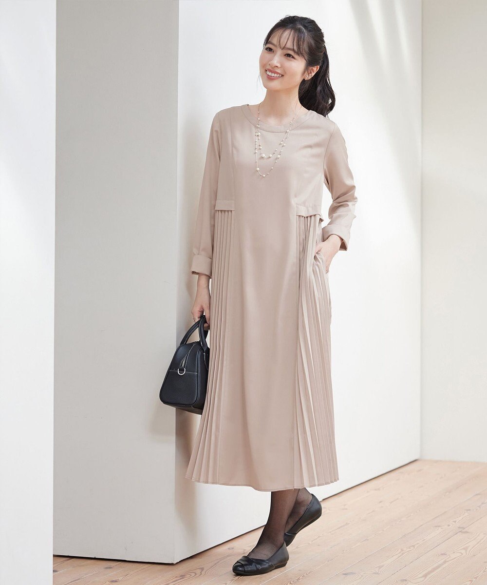 Tiaclasse 【洗える】サイドプリーツワンピース 