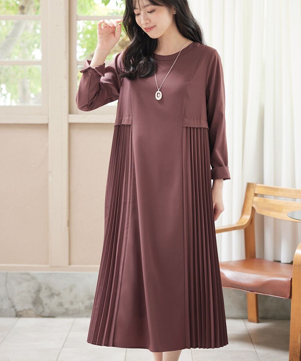 Tiaclasse 【洗える】サイドプリーツワンピース 