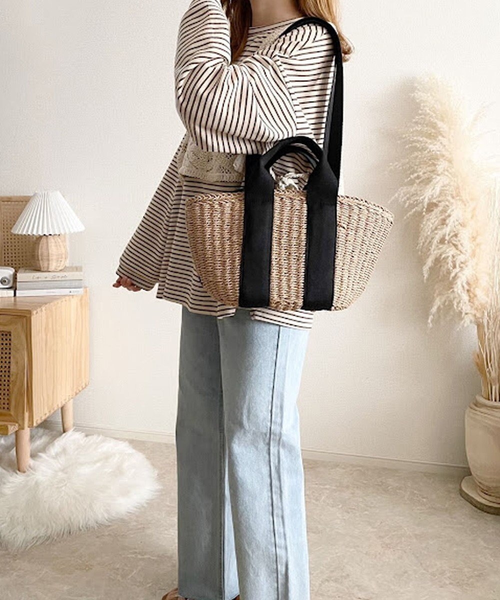 LA BAGAGERIE 【maison vert】 【ペーパー素材・多収納】ダブルハンドルかごバッグ 