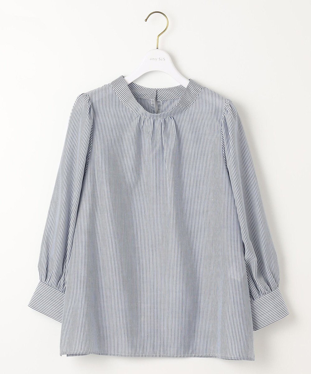 ANY SIS S 【洗える】フェイクパールストライプ ブラウス 