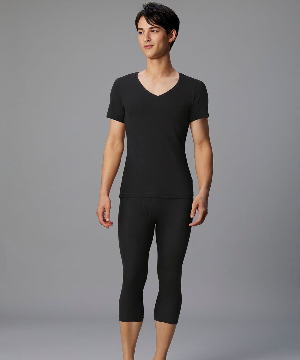 WACOAL MEN 綿混インナー Vネック ３分袖 しっかりあたたかい 保温性 肌側起毛 ストレッチ素材 逆三シルエット設計 メンズ GL5020 /ブロス 