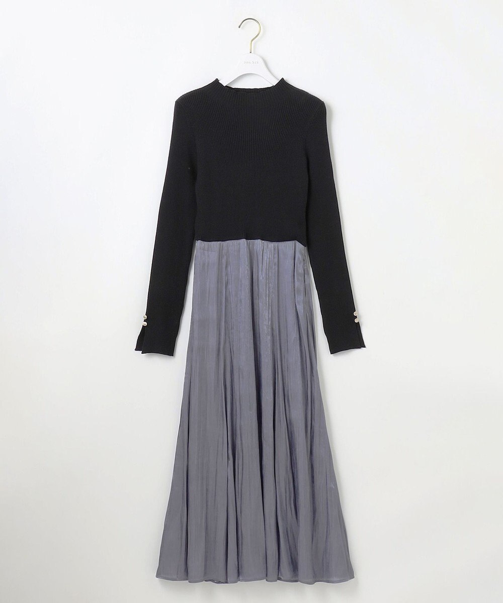 ANY SIS 【洗える】オーロラサテンコンビ ワンピース 