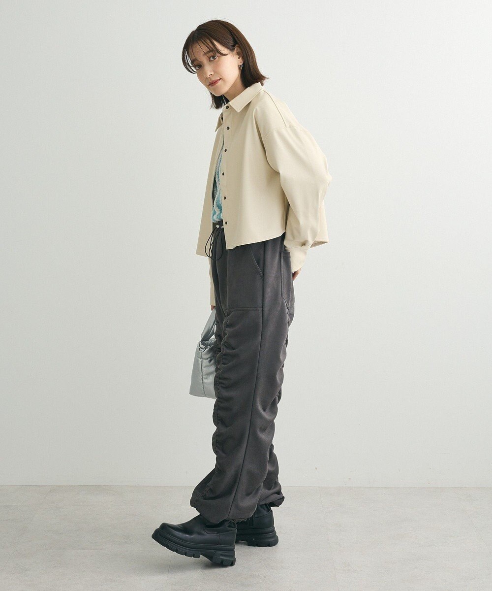 Green Parks ショート丈フェイクレザーシャツ 