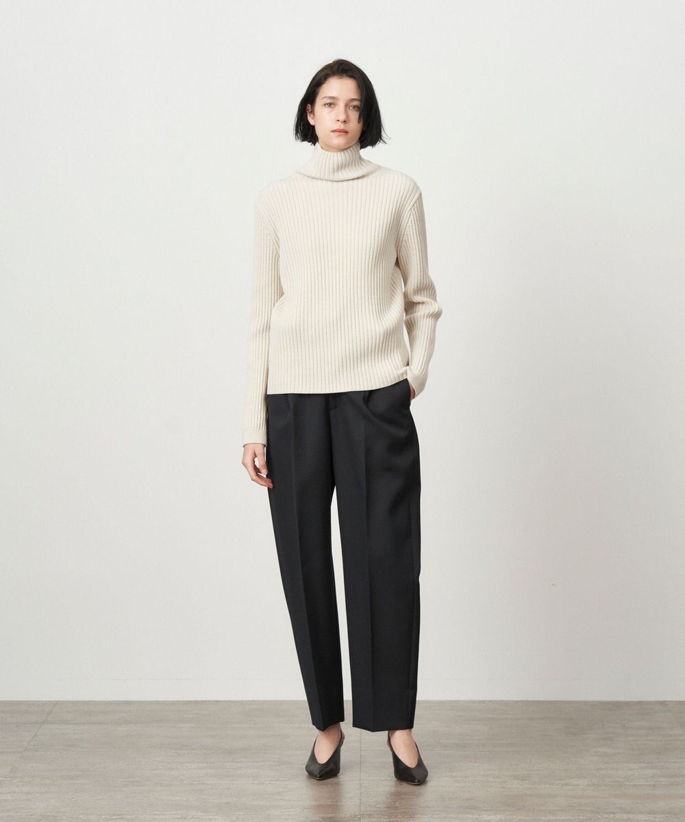 ATON WOOL GABARDINE | テーパードタックパンツ 