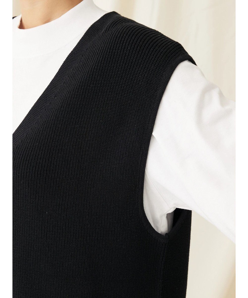 CRAFT STANDARD BOUTIQUE 【2点セット】洗える 60/2 14G片畦Vネックベスト+ロンTEE SET 