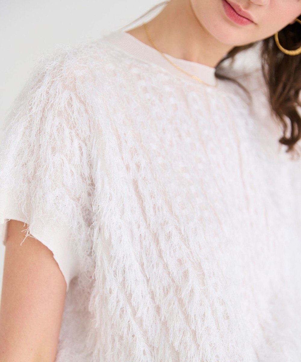 BEIGE， 【洗える】LYCORIS / カットジャカードプルオーバーニット 