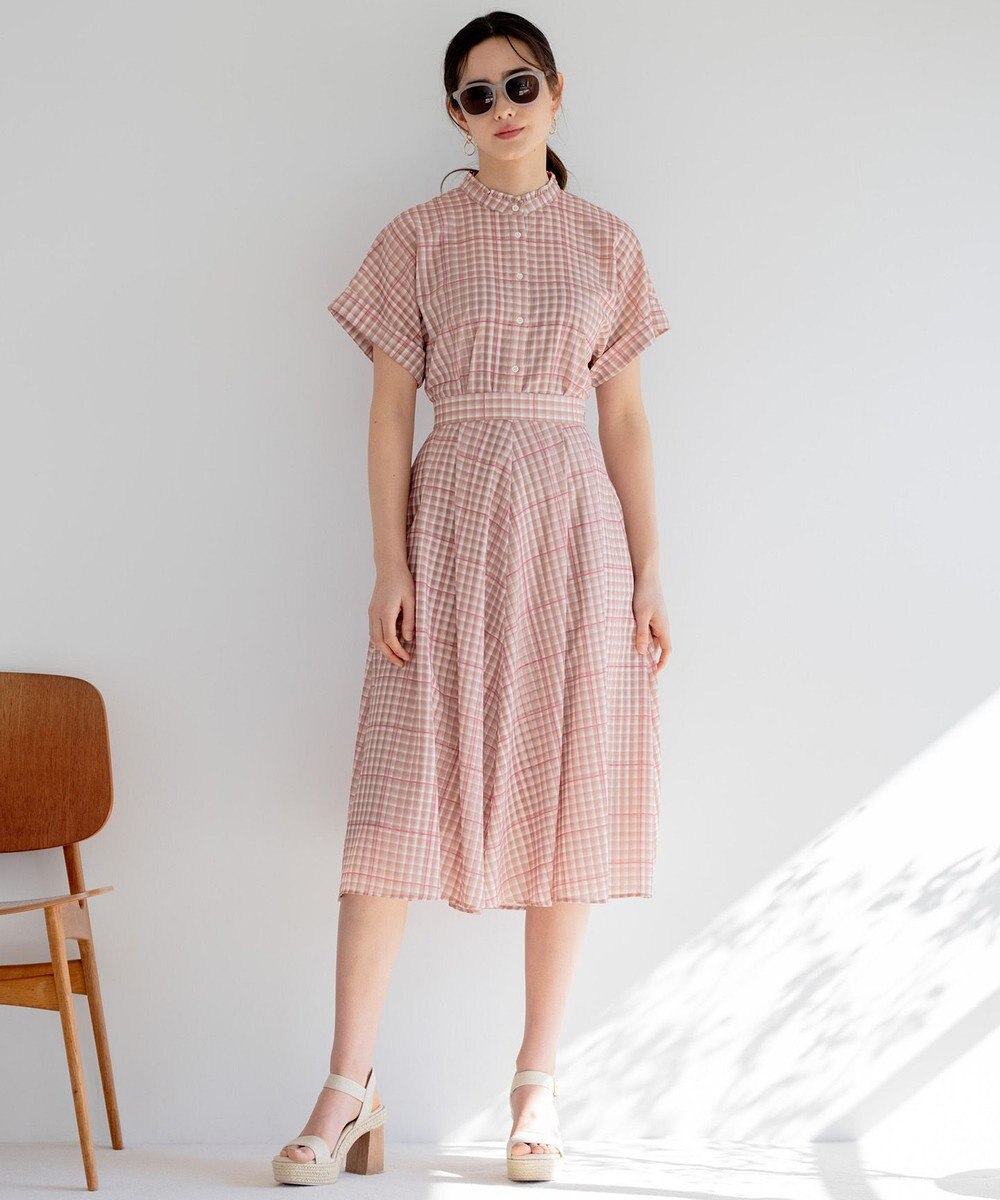 組曲 L 【洗える】シアーチェック ブラウス 