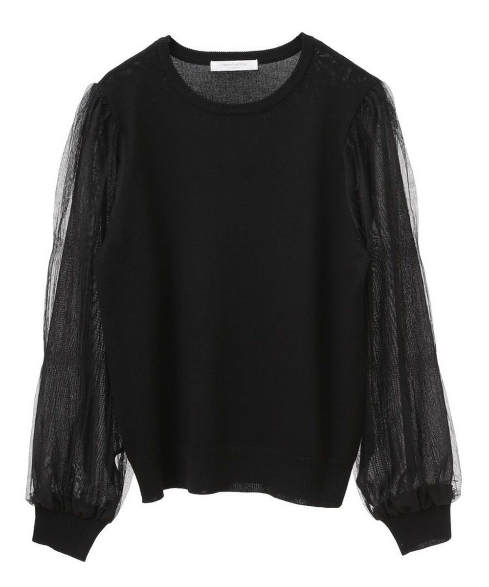 Green Parks 袖チュールマジョリカドッキングニットプルオーバー 