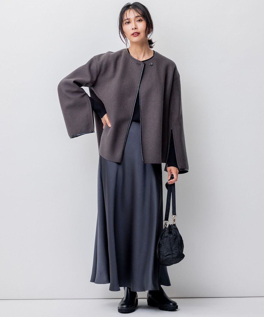 23区 コンプレストパイル ノーカラー アウター 