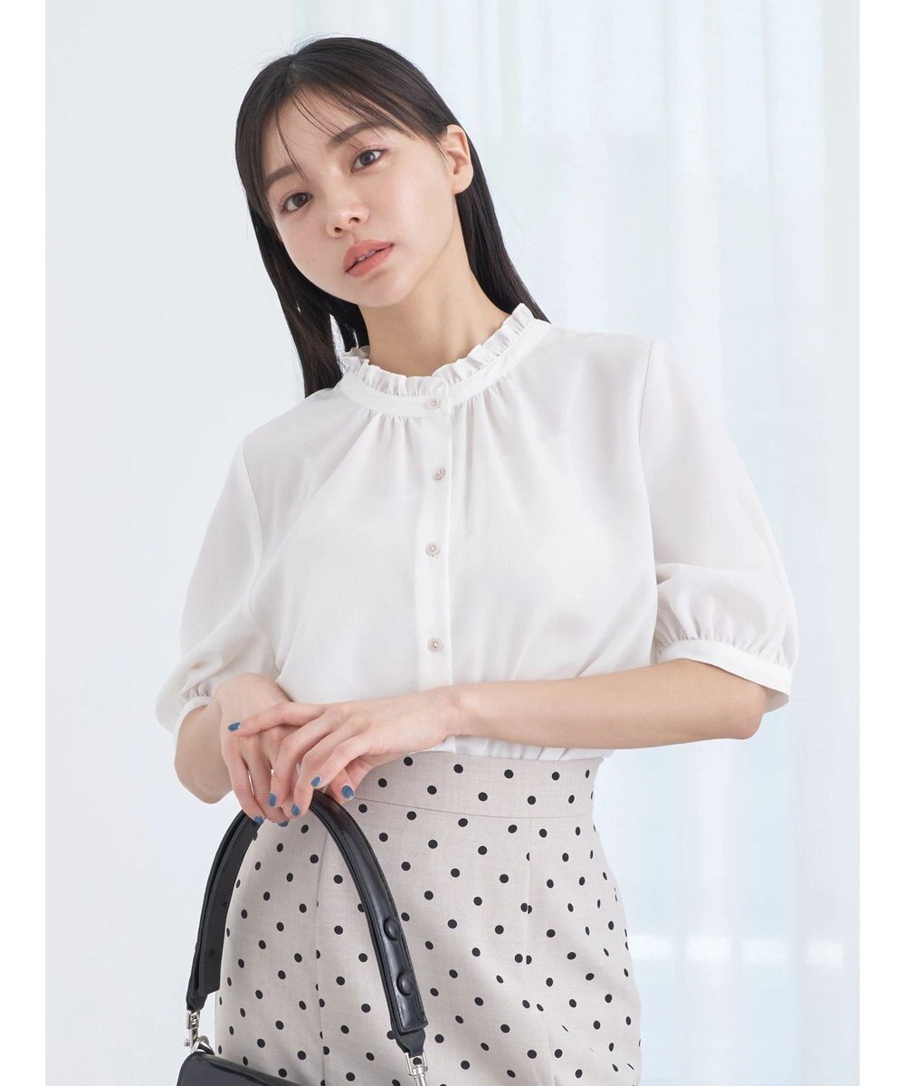 earth music&ecology ２ｗａｙスタンドフリル半袖ブラウス 