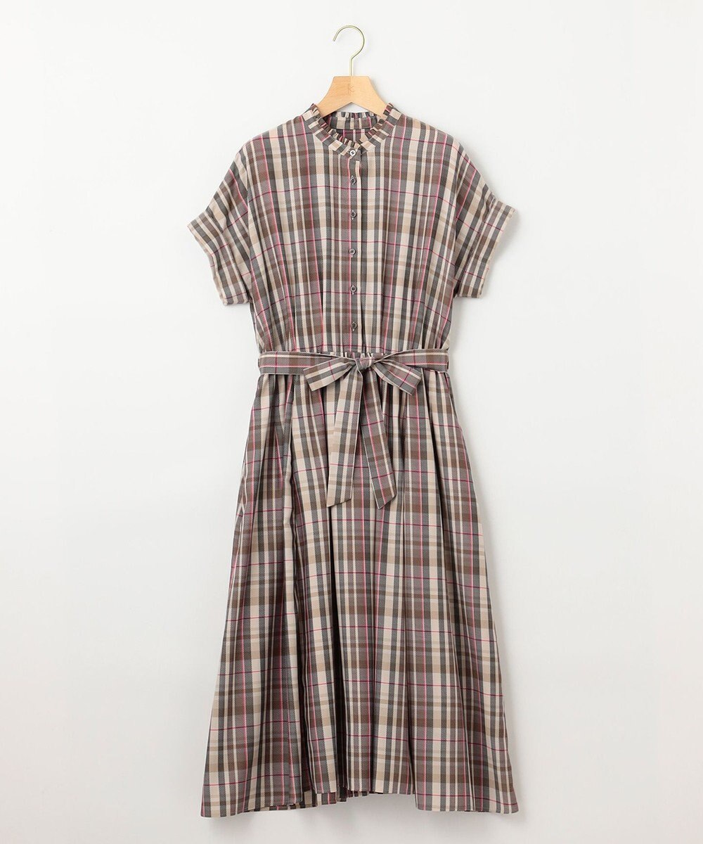 組曲 【リボンタイ付き】シアーツイルチェック ワンピース 