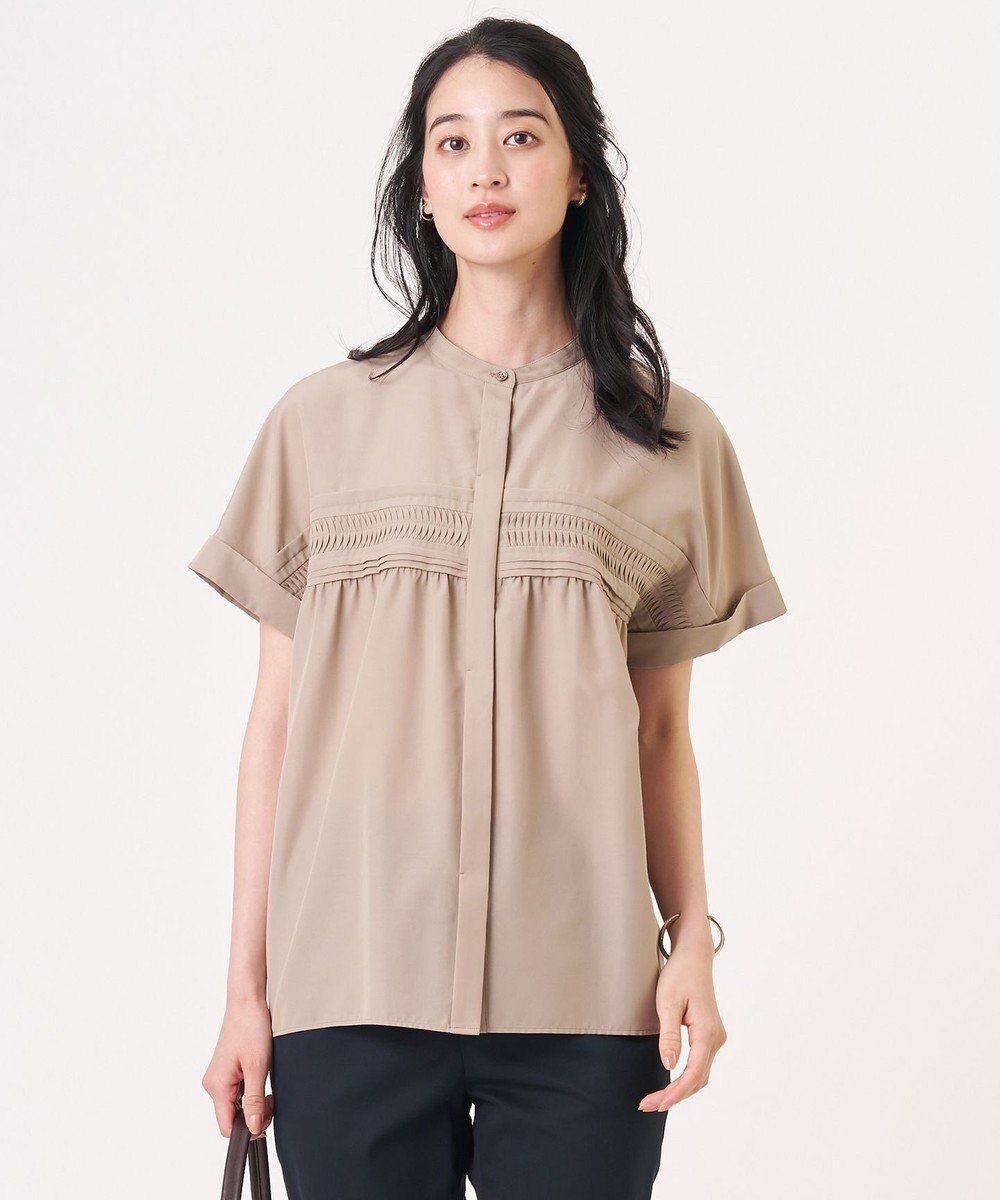 J.PRESS LADIES ソフトシアークロス フレンチスリーブ ブラウス 