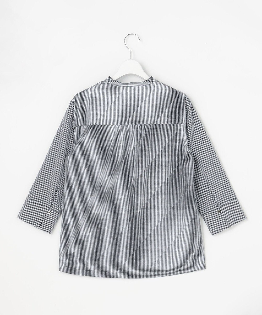 J.PRESS LADIES リネンminiチェック バンドカラー ブラウス 