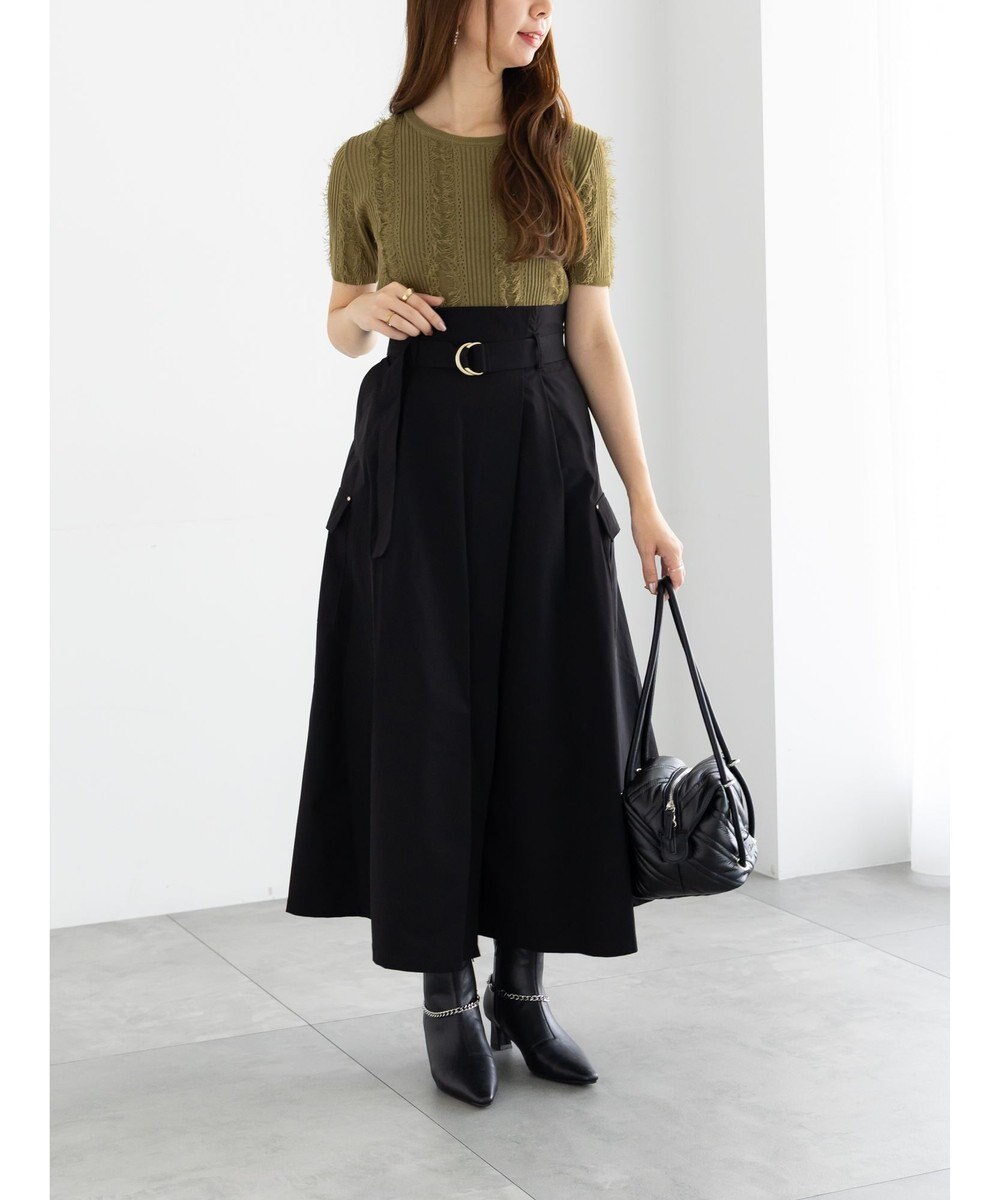 Te chichi フリンジニットハーフスリーブトップス 