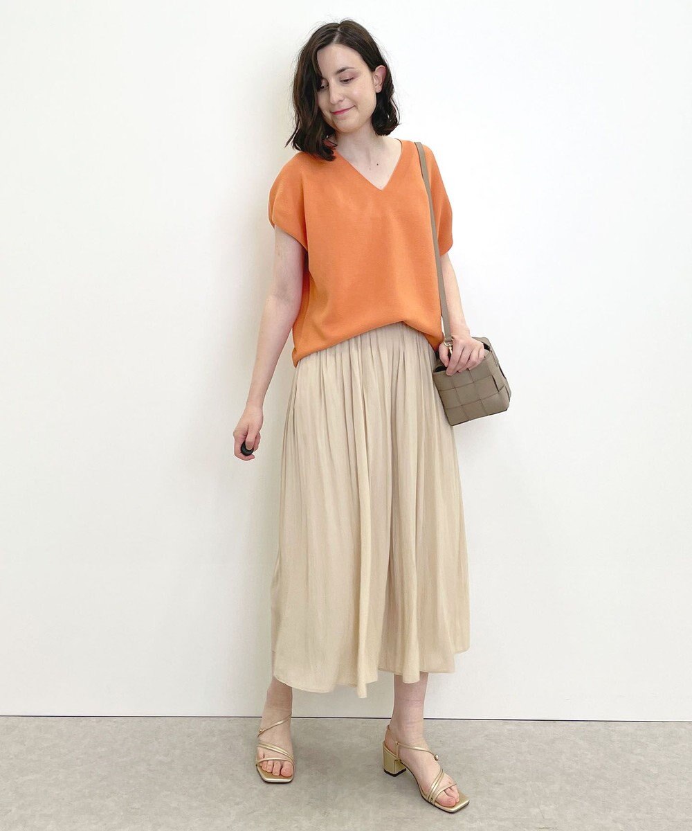 自由区 【セットアップ可/洗える】ブライトサテンライト ギャザーパンツ 