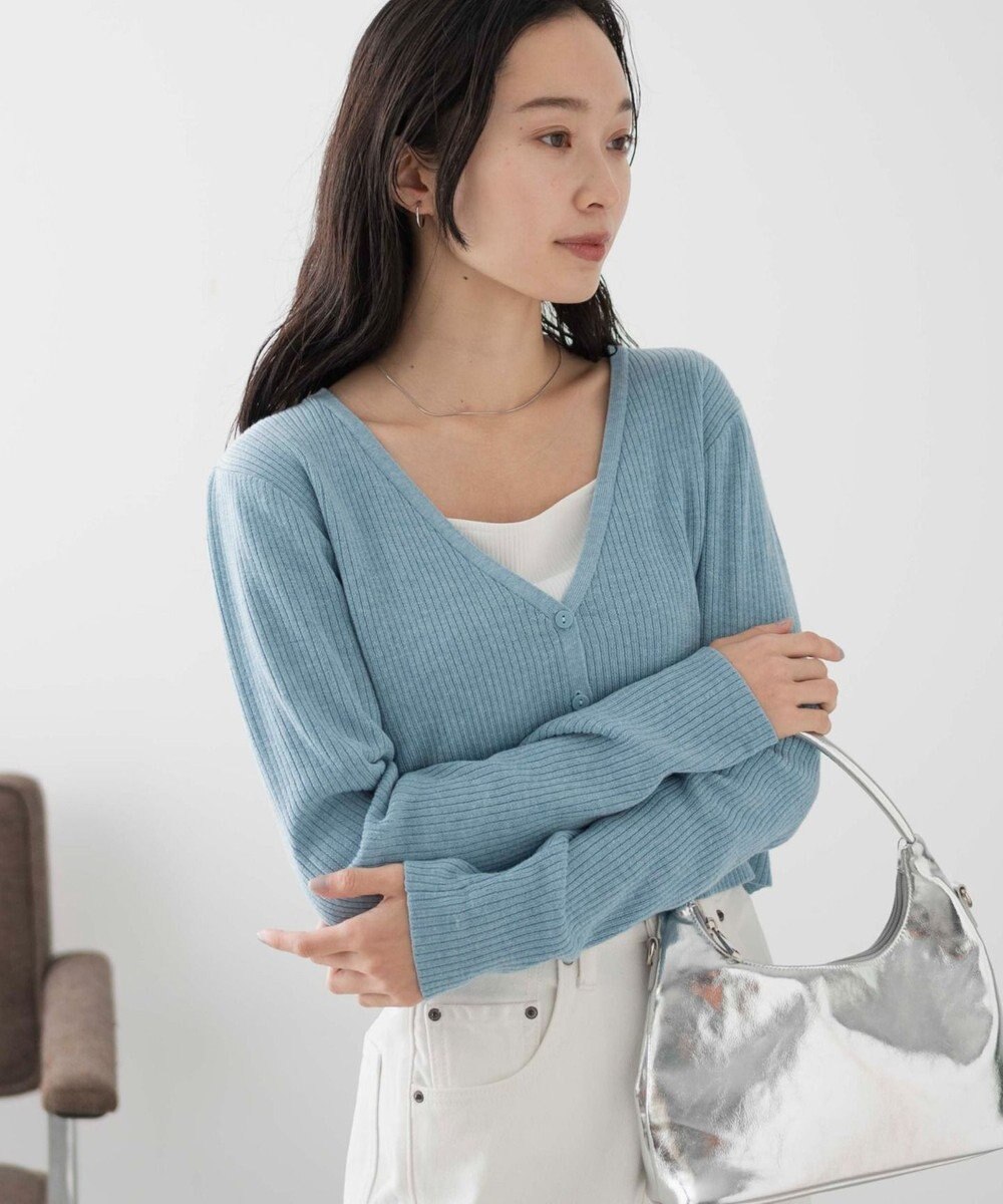 WEGO カラーリブショートカーデ 