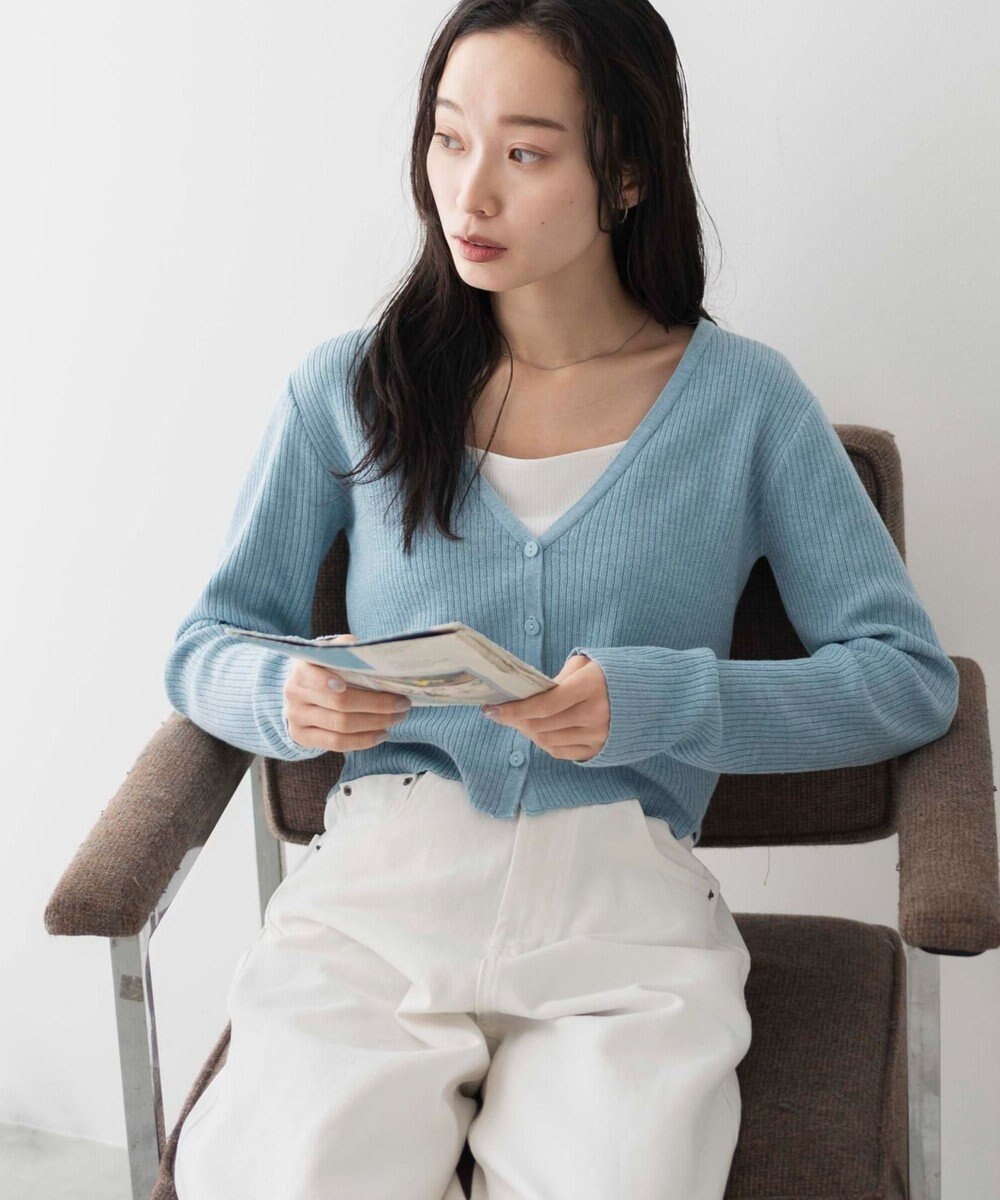 WEGO カラーリブショートカーデ 