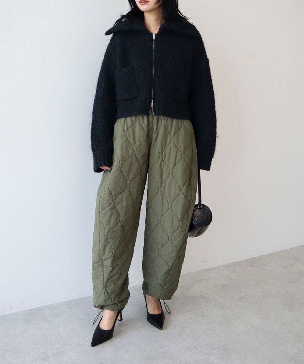 Green Parks フロントジップビックカラーニットブルゾン 