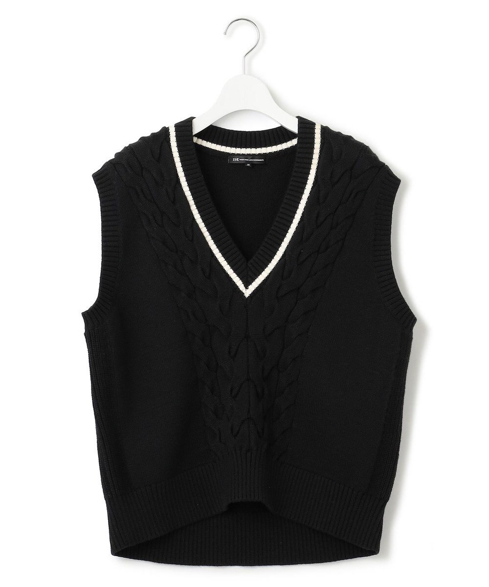 23区 【洗える】コットンリリー Vネック ベスト 
