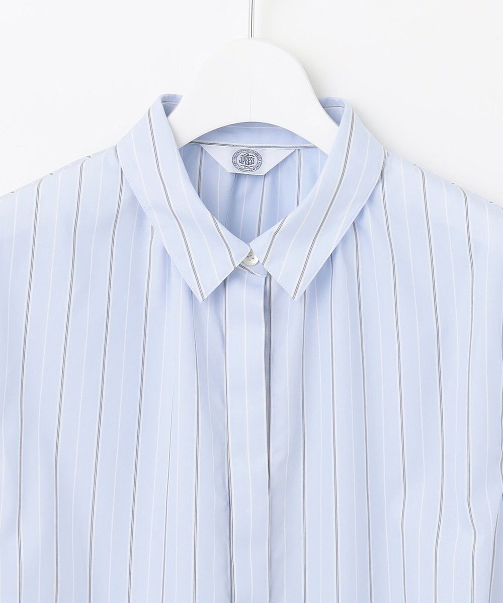 J.PRESS LADIES L 【洗える】ランダムストライプ シャツカラー ブラウス 