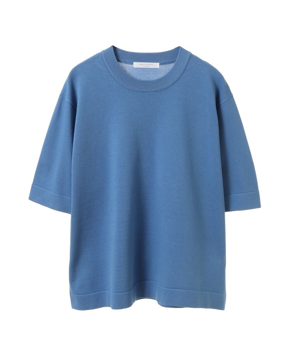 Green Parks 袖裏配色５分袖ニットプルオーバー 