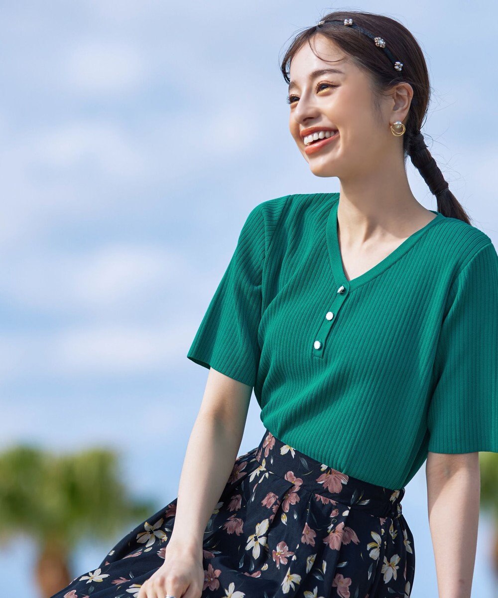 Tiaclasse 【洗える】ボタンニットトップス 