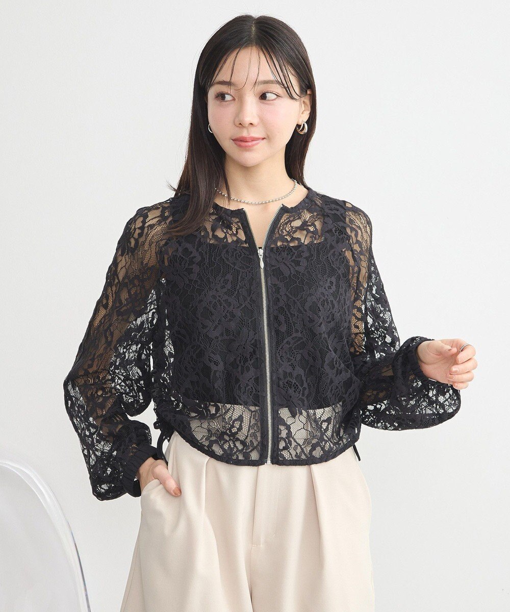 earth music&ecology レースＺＩＰシャツ 