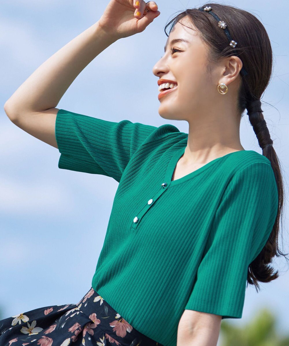 Tiaclasse 【洗える】ボタンニットトップス 