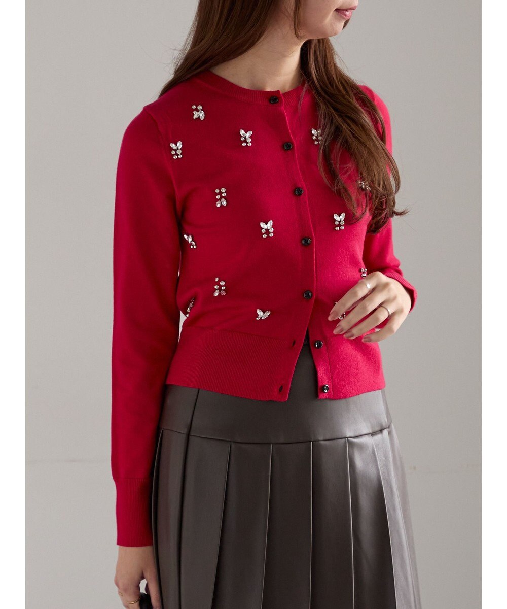 Te chichi ビジューニットコンパクトカーディガン 