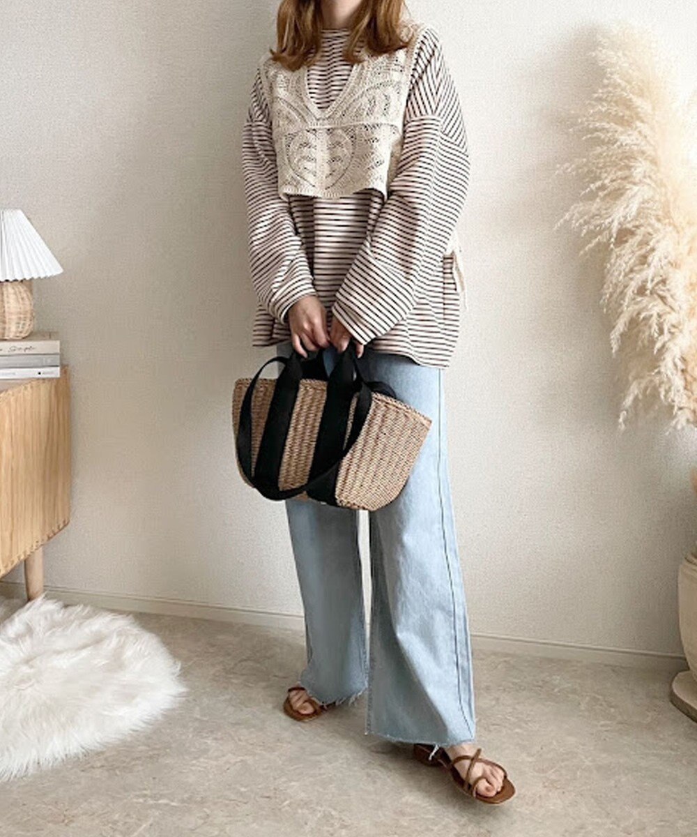 LA BAGAGERIE 【maison vert】 【ペーパー素材・多収納】ダブルハンドルかごバッグ 