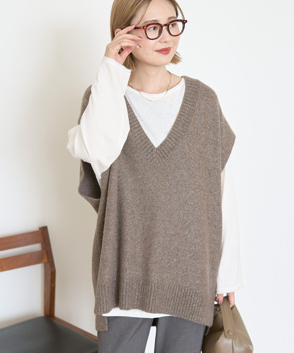 AMERICAN HOLIC ラメ入りＶネックニットベスト 