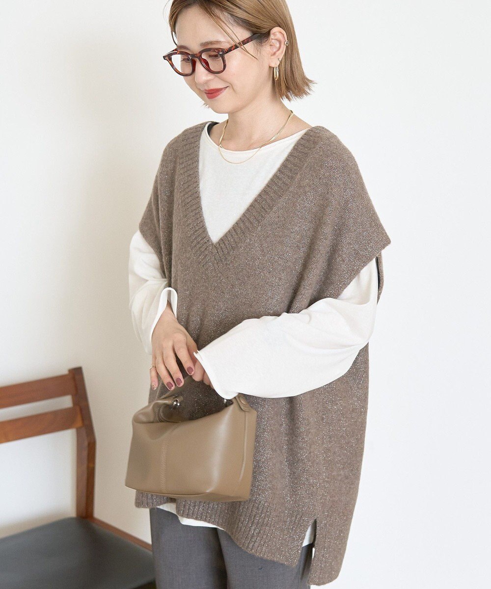 AMERICAN HOLIC ラメ入りＶネックニットベスト 