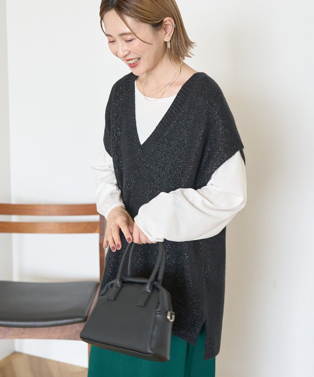 AMERICAN HOLIC ラメ入りＶネックニットベスト 