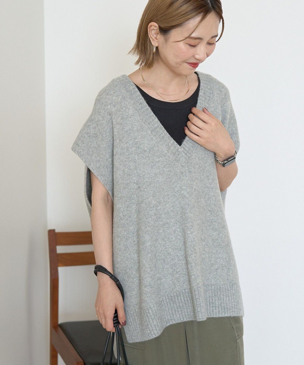 AMERICAN HOLIC ラメ入りＶネックニットベスト 