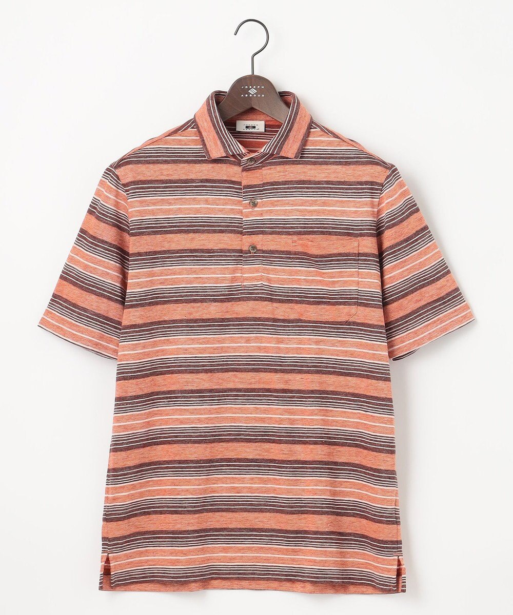 JOSEPH ABBOUD 【キングサイズ・吸水速乾】リネンマルチボーダー ポロシャツ 