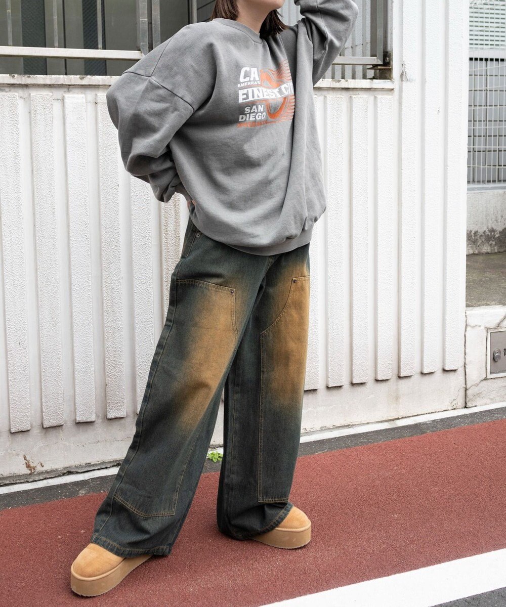 WEGO ヴィンテージウォッシュダブルニーバギーパンツ 