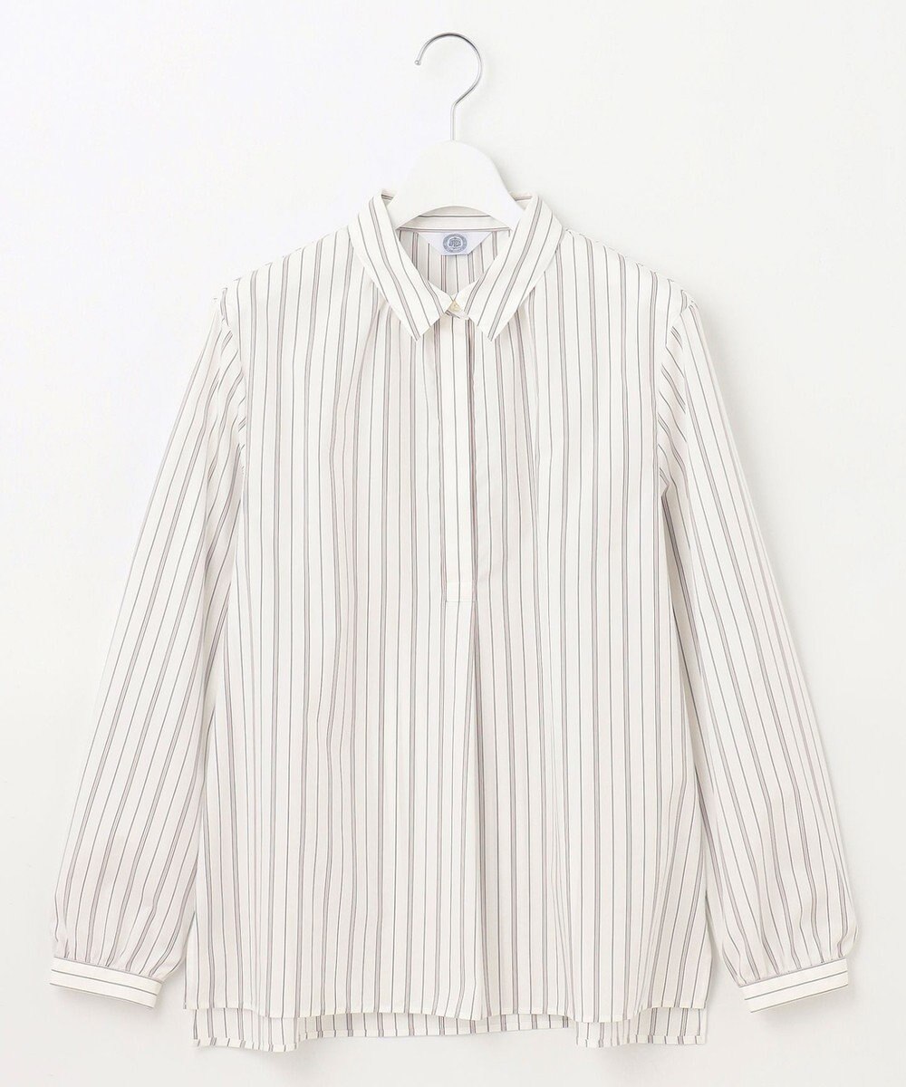 J.PRESS LADIES L 【洗える】ランダムストライプ シャツカラー ブラウス 